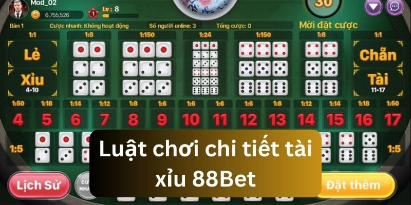 Luật chơi tài xỉu 88bet